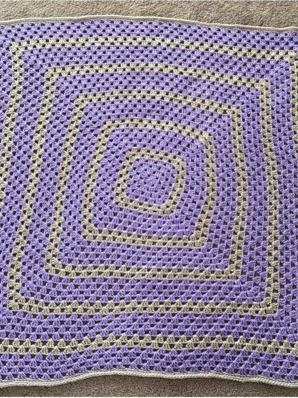 Handmade Lavender and Biege Crochet Throw Blanket - Brand